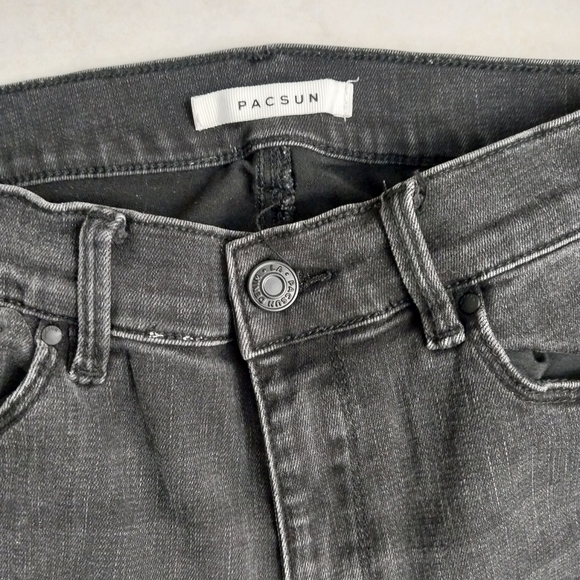 Pacsun Womens High Rise Ankle Jeggings Black Distressed Stretch Denim Jeans 25 - Picture 3 of 12